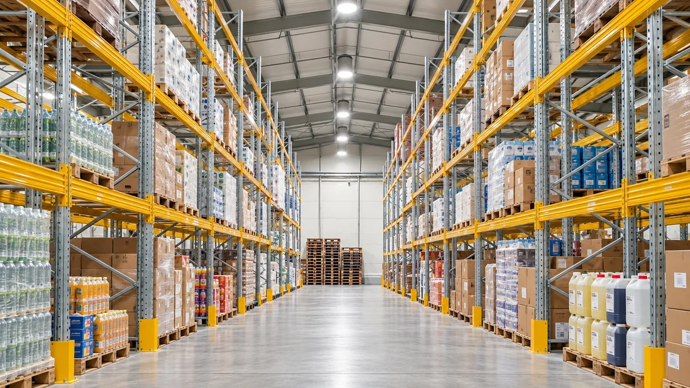 Gazis Logistics warehouse interior with organised pallet storage